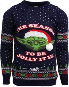 img 2 attached to Будьте праздничными с официальным вязаным рождественским джемпером Star Wars Master Yoda - идеальный подарок для мужчин и женщин!