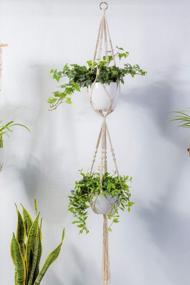 img 3 attached to TimeYard 2 Tier Macrame Plant Hanger - Handmade Double Indoor Planter Pot Holder - Modern Boho Home Decor With Ceiling Hook (1 PCS)