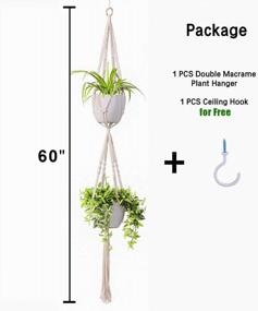 img 2 attached to TimeYard 2 Tier Macrame Plant Hanger - Handmade Double Indoor Planter Pot Holder - Modern Boho Home Decor With Ceiling Hook (1 PCS)