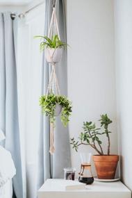 img 1 attached to TimeYard 2 Tier Macrame Plant Hanger - Handmade Double Indoor Planter Pot Holder - Modern Boho Home Decor With Ceiling Hook (1 PCS)