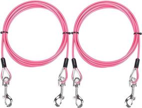 img 4 attached to 🐾 AMOFY 2PCS 10ft Dog Tie Out Cable - Durable Galvanized Steel Wire Rope with PVC Coating for Medium to Large Dogs up to 80 Pounds in Vibrant Pink