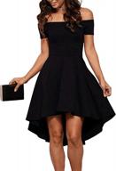 off shoulder cocktail skater dress with short sleeves and high low hem for women by sidefeel logo
