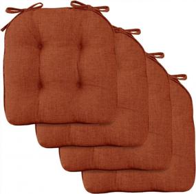 img 3 attached to Comfortable And Stylish: Downluxe Indoor Chair Cushions For Dining Chairs - Set Of 4 In Trendy Orange Color