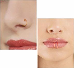 img 2 attached to Non Piercing Fake Septum Nose Ring Hoop Clip On Earrings - MODRSA Jewelry