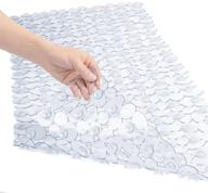 weltrxe non slip bath mat pebbles bathtub mat with suction cups, drain holes for bathroom showers, tub, 35 x 16 inches machine washable bathroom mats bpa, latex free safe shower mats - clear logo