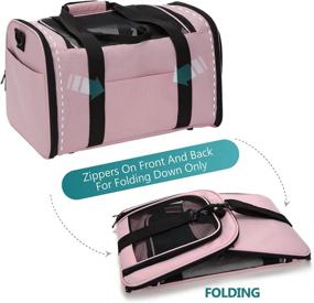 img 3 attached to Zbrivier Dog Carrier: Lightweight, Collapsible Travel Bag for Small Dogs & Cats - Medium Size, Pink Color