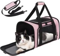 zbrivier dog carrier: lightweight, collapsible travel bag for small dogs & cats - medium size, pink color logo