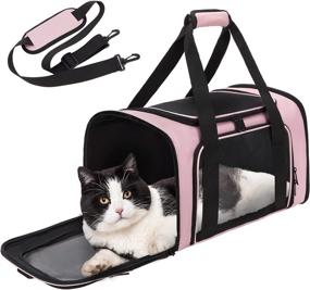 img 4 attached to Zbrivier Dog Carrier: Lightweight, Collapsible Travel Bag for Small Dogs & Cats - Medium Size, Pink Color