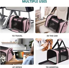 img 1 attached to Zbrivier Dog Carrier: Lightweight, Collapsible Travel Bag for Small Dogs & Cats - Medium Size, Pink Color