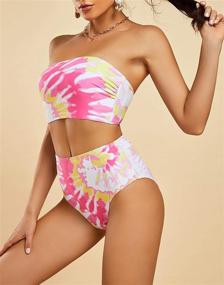 img 2 attached to Saodimallsu Waisted Bandeau Swimsuit Striped Women's Clothing at Swimsuits & Cover Ups