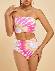 img 3 attached to Saodimallsu Waisted Bandeau Swimsuit Striped Women's Clothing at Swimsuits & Cover Ups