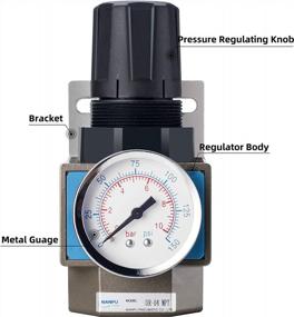 img 1 attached to NANPU 3/8" NPT Air Compressor Regulator With Steel-Protected Dial Gauge And Metal Bracket - Ideal For Pneumatic Tools At 150 Psi