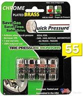 🔍 efficient tire pressure monitoring: quick pressure qp-000055 chrome plated brass 55 psi valve cap (pack of 4) логотип