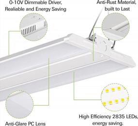img 2 attached to Hykolity 4FT LED Linear High Bay Shop Light, 300W LED Shop Light, 37500Lm 125LM/W, 100-277V, 0-10V Dim, 5000K Daylight Linear Hanging Light For Warehouse Workshops, UL Listed, 5 Years Warranty