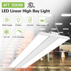 img 3 attached to Hykolity 4FT LED Linear High Bay Shop Light, 300W LED Shop Light, 37500Lm 125LM/W, 100-277V, 0-10V Dim, 5000K Daylight Linear Hanging Light For Warehouse Workshops, UL Listed, 5 Years Warranty