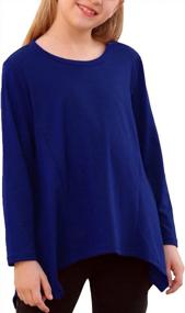 img 4 attached to Stylish GIRLYA Girls' Asymmetrical Tunic With Short Sleeves And Irregular Hem For Casual Wear - Loose Fit T-Shirt Tops Ideal For Ages 4-14