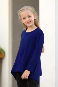 img 2 attached to Stylish GIRLYA Girls' Asymmetrical Tunic With Short Sleeves And Irregular Hem For Casual Wear - Loose Fit T-Shirt Tops Ideal For Ages 4-14