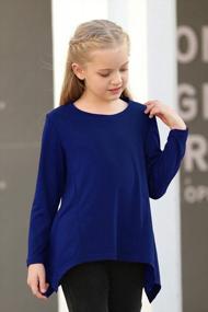 img 1 attached to Stylish GIRLYA Girls' Asymmetrical Tunic With Short Sleeves And Irregular Hem For Casual Wear - Loose Fit T-Shirt Tops Ideal For Ages 4-14