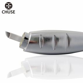 img 4 attached to 5 шт одноразовая ручка для микроблейдинга со стерильными лезвиями - CHUSE M66 12 наклонных (серебро)
