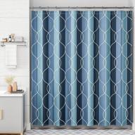 luxury geometric blue fabric shower curtain set w/ 12 hooks - 72x72 inches logo