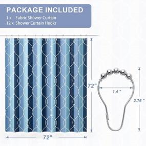 img 2 attached to Luxury Geometric Blue Fabric Shower Curtain Set W/ 12 Hooks - 72X72 Inches