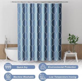 img 1 attached to Luxury Geometric Blue Fabric Shower Curtain Set W/ 12 Hooks - 72X72 Inches