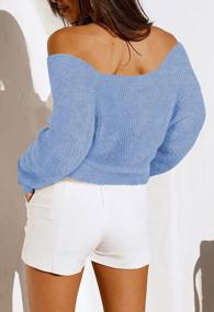img 2 attached to Women'S Long Sleeve V Neck Cross Front Fuzzy Pullover Sweaters Crop Tops By HAPCOPE