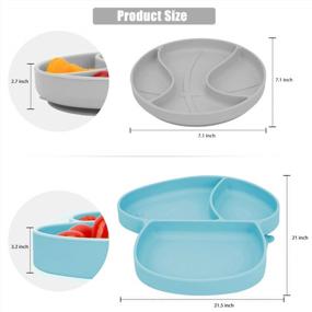 img 1 attached to Baby Plate Bowl - Silicone Mini Mat - Super Suction Placemat Bowl With 2 Spoons For Self Feeding, 100% Safe Silicone, Dishwasher And Microwave Safe (Blue & Grey)