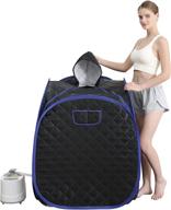 smartmak portable sauna kit for 1 person, full body home spa hat tent with 2l steamer & remote control - detox us plug - black logo