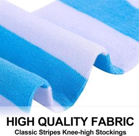 img 2 attached to Get Cosplay Ready With Aneco'S 4 Pairs Of Striped Over Knee High Socks For Women And Girls
