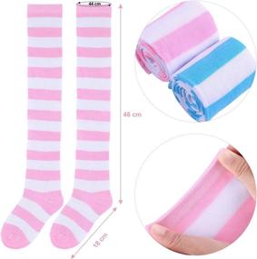 img 3 attached to Get Cosplay Ready With Aneco'S 4 Pairs Of Striped Over Knee High Socks For Women And Girls