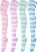 get cosplay ready with aneco's 4 pairs of striped over knee high socks for women and girls logo