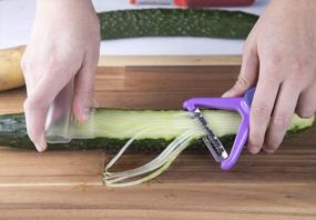 img 2 attached to COOKDUO Grip Guard Purple Julienne Peeler With Protective Cover