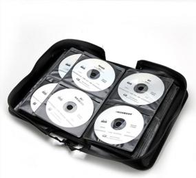 img 3 attached to Чехол-органайзер для хранения CD DVD на 128 емкостей от CCidea - защитная папка для переноски для дома и путешествий, портативный кошелек для компакт-дисков из черного пластика