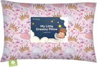 organic cotton toddler pillow with pillowcase 13x18 - my little dreamy kids sleeping pillow, travel mini bed pillows for children (dear princess) logo