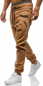 img 3 attached to Stretchy Slim Fit Men'S Cargo Jogger Sweatpants For Athletic Hiking And Long-Term Wear