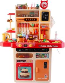 img 3 attached to Развейте фантазию вашего ребенка с помощью игрового набора DeAO My Happy Little Chef Kitchen - 80 предметов для притворной игры и реалистичные элементы в розовом цвете.