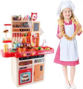 img 2 attached to Развейте фантазию вашего ребенка с помощью игрового набора DeAO My Happy Little Chef Kitchen - 80 предметов для притворной игры и реалистичные элементы в розовом цвете.