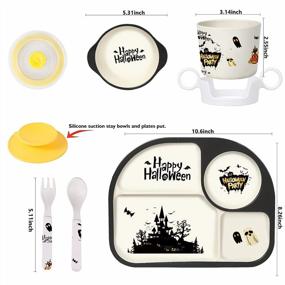 img 2 attached to BPA-Free Bamboo Kids Dinnerware Set With Cartoon Tableware And Dishwasher-Safe Design - Perfect For Healthy Mealtime This Halloween!
