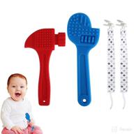 🔨 bpa-free silicone chuya baby teethers: boy girl teething toys for 3-12 months - hammer wrench set, perfect baby gift (2 pack) logo