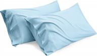 2-pack queen bedsure viscose from bamboo pillow cases - cooling aqua blue silk, soft & breathable satin for hair and skin with envelope closure (20x30 inches) logo