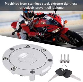 img 3 attached to 🔒 Stainless Steel Fuel Gas Tank Lock for Honda CBR250 CB400 CB600F CB750 CBR900RR CBF1000 CBR1100XX - KIMISS Motorcycle Fuel Cap Cover with Keys