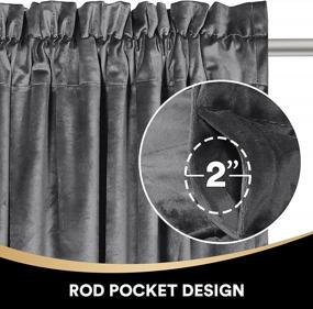 img 1 attached to 2-Panel Grey Velvet Curtains For Living Room, Rod Pocket Luxurious Soft Drapes With Privacy Protection & Soundproof Thermal Insulation, W52 X L72 Inches