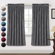 2-panel grey velvet curtains for living room, rod pocket luxurious soft drapes with privacy protection & soundproof thermal insulation, w52 x l72 inches логотип