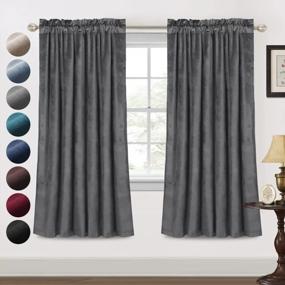 img 4 attached to 2-Panel Grey Velvet Curtains For Living Room, Rod Pocket Luxurious Soft Drapes With Privacy Protection & Soundproof Thermal Insulation, W52 X L72 Inches
