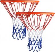 замена баскетбольной сетки goldwheat с 12 петлями - сверхмощная, всепогодная защита от хлыста стандартного размера (2 шт.) для внутреннего и наружного применения логотип