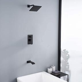img 2 attached to Sumerain Black Tub & Shower Faucet Set W/ Anti-Scald Pressure Balance Valve, Waterfall Spout & 8" Rain Head
