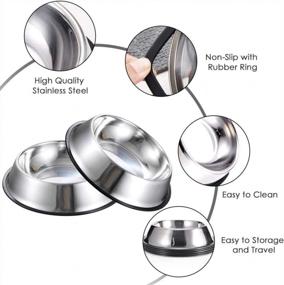 img 3 attached to WEDAWN Stainless Steel Dog Bowls,Dog Dishes 8Oz 16Oz 26Oz 40Oz, Cat Bowl Water And Food With Rubber Base For Small/Medium/Large Dogs, Cats, Puppy Rabbit And Kitten (6 Cup/40 Oz, Silver/3Pack)