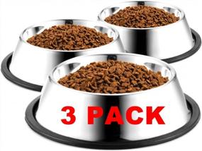 img 4 attached to WEDAWN Stainless Steel Dog Bowls,Dog Dishes 8Oz 16Oz 26Oz 40Oz, Cat Bowl Water And Food With Rubber Base For Small/Medium/Large Dogs, Cats, Puppy Rabbit And Kitten (6 Cup/40 Oz, Silver/3Pack)