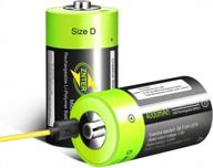 usb rechargeable lithium d batteries - 1.5v / 4000mah (2-pack) - eco-friendly & recyclable - no memory effect - not ni-mh/ni-cd/alkaline batteries logo